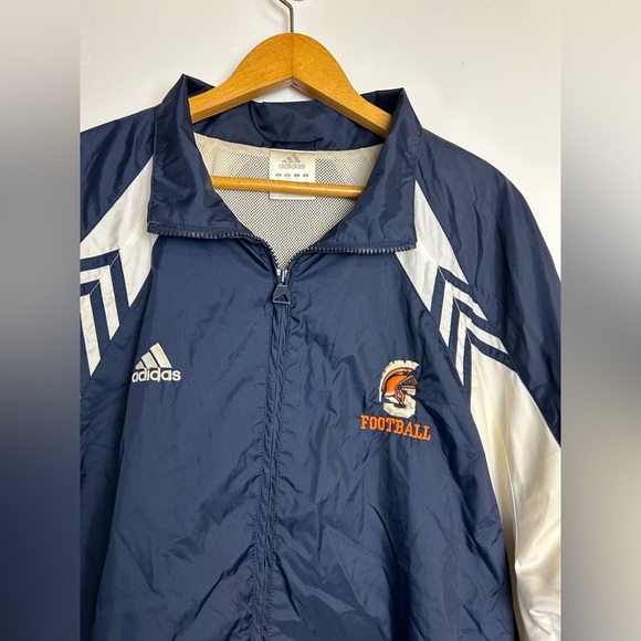 VTG Adidas Navy-White Windbreaker Football Trojans Varsity College Jacket Xl - Picture 3 of 16